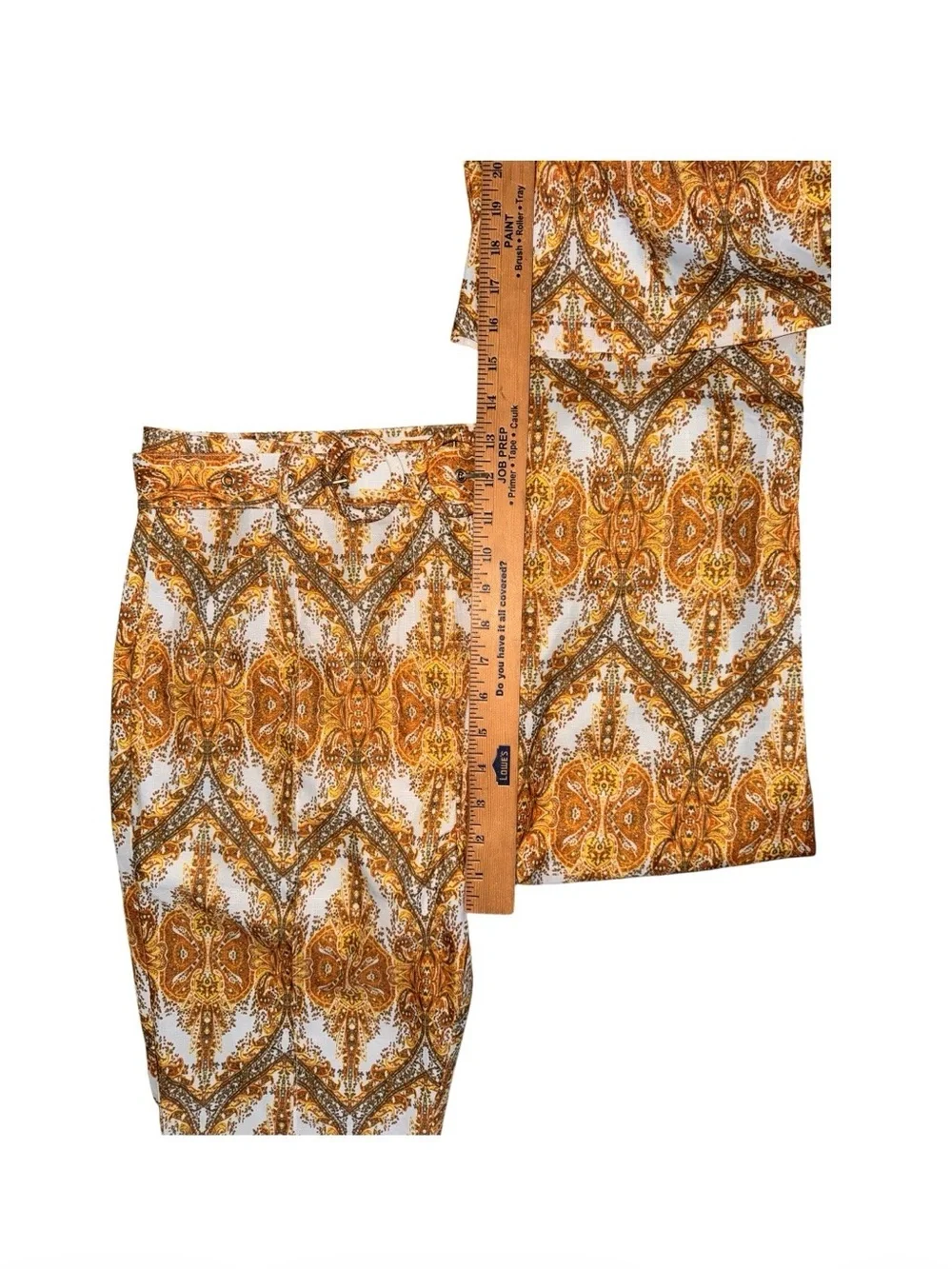 L'ATISTE Mustard & White Paisley Pant's retro flared 70's inspired festival